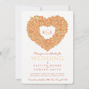 Convite Tulipas de primavera laranja, arte cardíaca