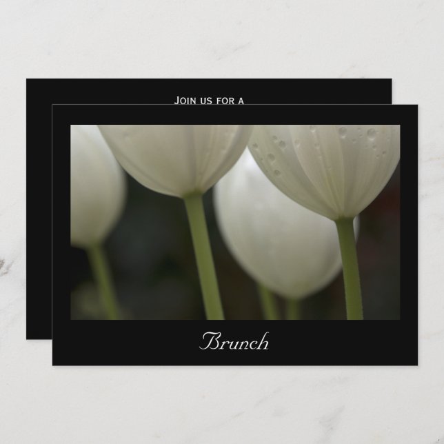 Convite Tulipas do Jardim Branco Brunch Pós-Casamento de P (Frente/Verso)
