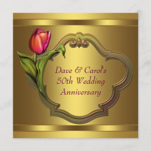 Convite Tulipas Douradas Aniversário de 50 Anos de Casamen