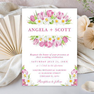 Convite Tulipas e Narcisos em Aquarela Casamento