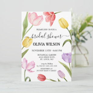 Convite Tulipas em Aquarela Chuveiro de Noiva Floral Elega
