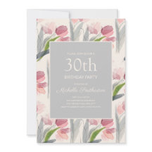 Tulipas Flor de Aguarela Rosa Corada Aniversário d