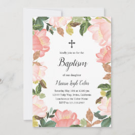 Convite Tulipas Florais Blush Moça Rosa Batismo