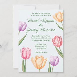 Convite Tulipas Flores Pastel Aquarela Casamento Primavera