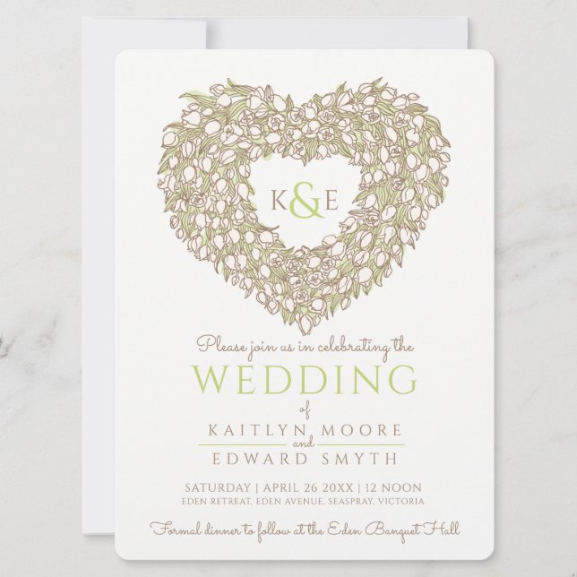 Convite Tulipas primavera de creme atraindo casamento de c (Frente)