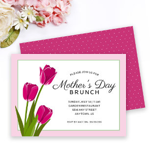 Convite Tulipas Rosa  Brunch Dia de as mães