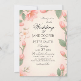 Convite Tulips and blossoms floral Wedding Invitation