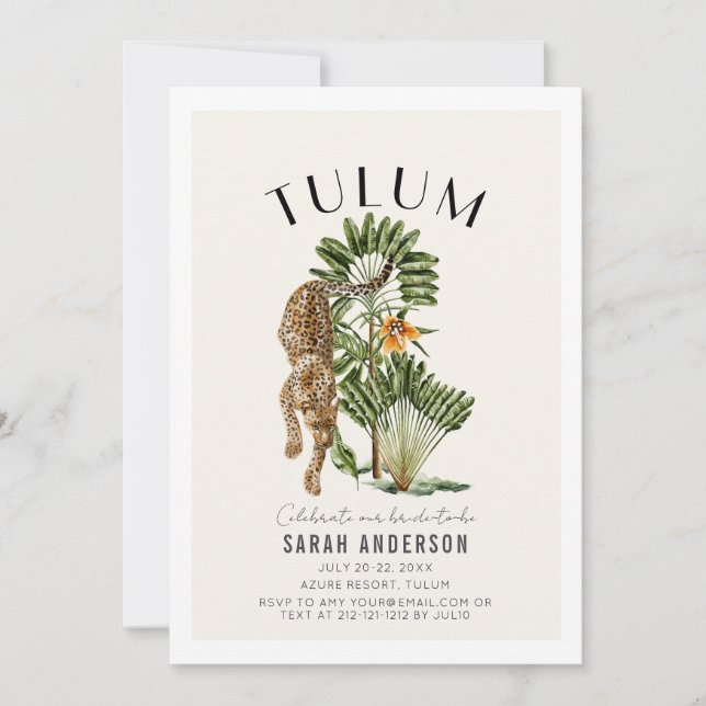Convite Tulum Leopard Bachelorette Weekend Itinerário QR (Frente)