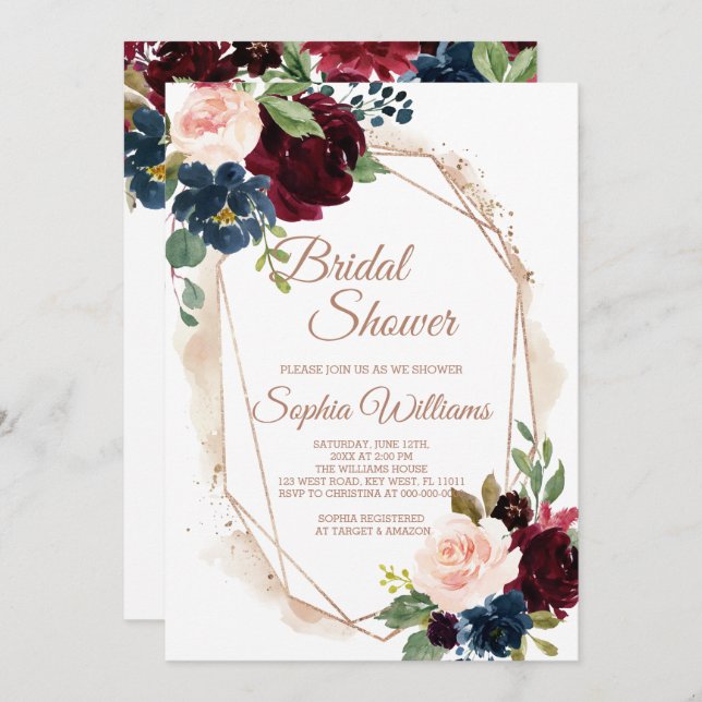 Convite Turbilhão, Marinho e Chá de panela Dourado (Frente/Verso)