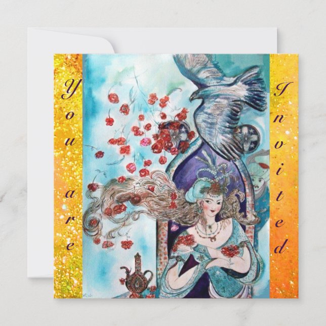 Convite TURCO FAIRY TALE, brilho azul-amarelo-claro (Frente)