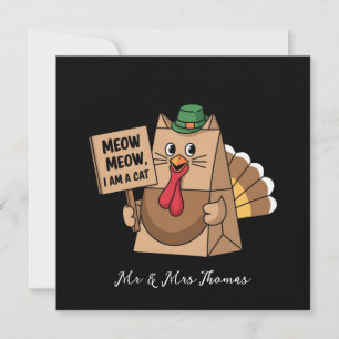 Convite Turco Paper Bag Meow Engraçado Gato de Ação de Gra