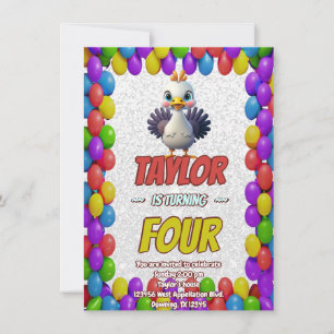 Convite Turco Personalizado Aniversário Único Crianças Con