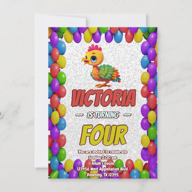 Convite Turco Personalizado Aniversário Único Crianças Con (Frente)