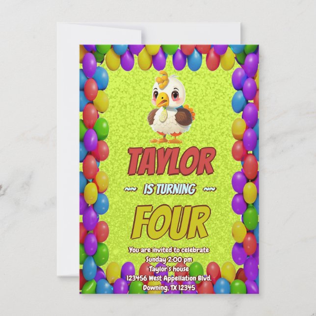 Convite Turco Personalizado Aniversário Único Crianças Con (Frente)