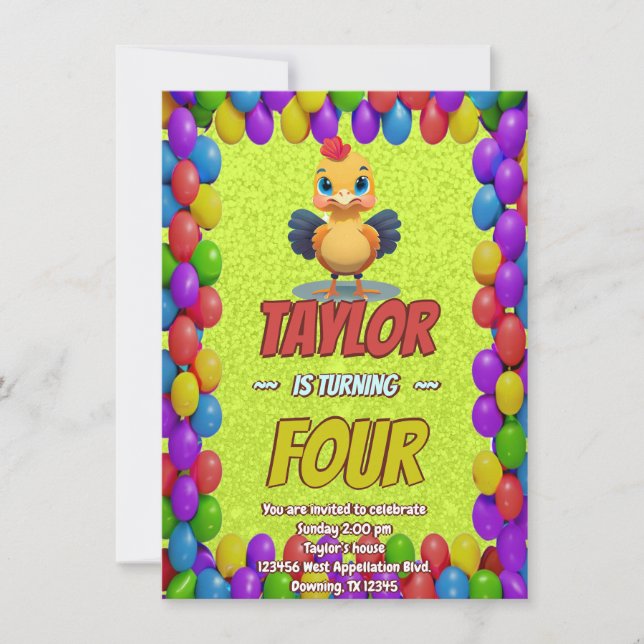 Convite Turco Personalizado Aniversário Único Crianças Con (Frente)