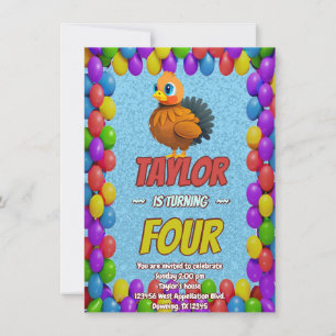 Convite Turco Personalizado Aniversário Único Crianças Con