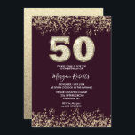 Convite Turfeiras e Dourados ou mulheres 50ª Festa de aniv<br><div class="desc">Burgundy e Dourada Mens ou Mulheres 50º Convite de aniversário Belo Convite à Confetti Glitter Dourado Faux. Coleção em Niche e Nest. Design cortesia do Studio Denmark</div>