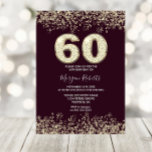 Convite Turfeiras e Dourados ou mulheres 60ª Festa de aniv<br><div class="desc">Burgundy e Dourada Mens ou Mulheres 60º Convite de aniversário Belo Convite à Confetti Glitter Dourado Faux. Coleção em Niche e Nest. Design cortesia do Studio Denmark</div>