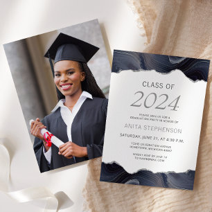 Convite Turma de 2024 Foto Ágata Azul Cinza Graduação