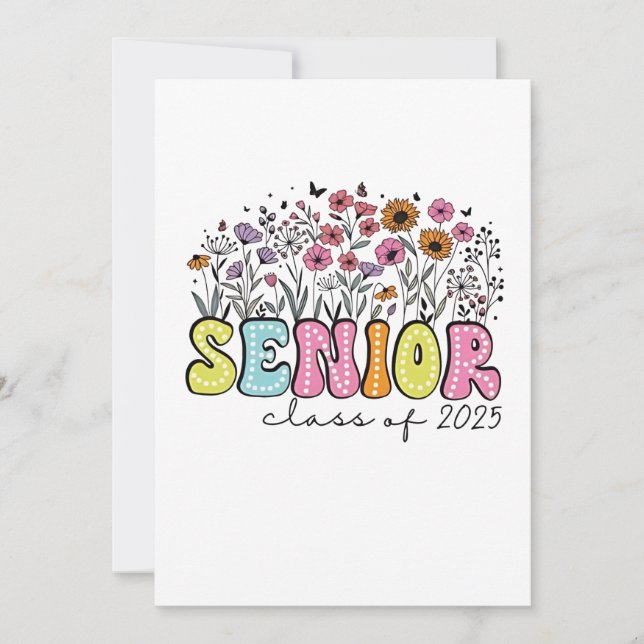 Convite Turma de 2025 Senior 2025 Flores de Flor de Primav (Frente)