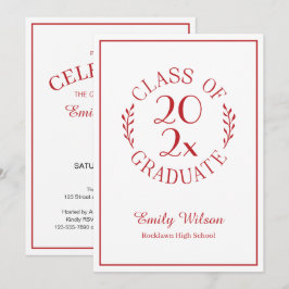 Convite Turma de 2026 Emblema Vermelho e Branco Festa de F