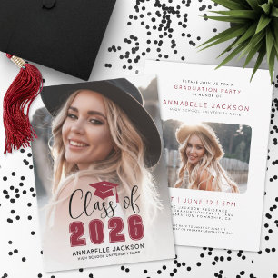 Convite Turma De 2026 Foto De Graduado Vermelho Graduação