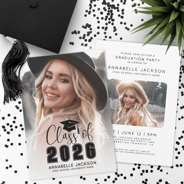 Convite Turma De 2026 Graduado Foto Formatura (Class Of 2026 Graduate Photo Graduation Invitation)