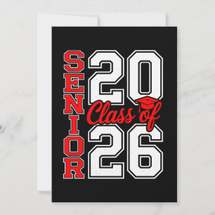 Convite Turma De 2026 Senior 26 Vermelho Graduação Graduad