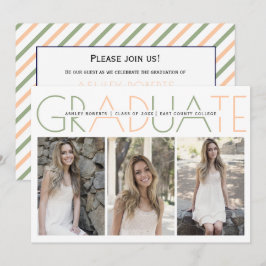 Convite Turma de 2026 verde sage, foto de formatura em pês