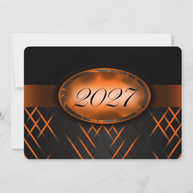 Convite Turma de 2027 Laranja e Preta (Frente)