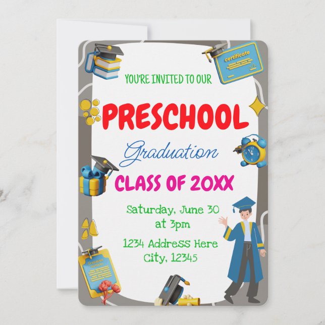 Convite Turma de Formatura da Pré-Escola de 20XX (Frente)