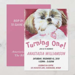 Convite Turnando Um Ano Shih Tzu Convide