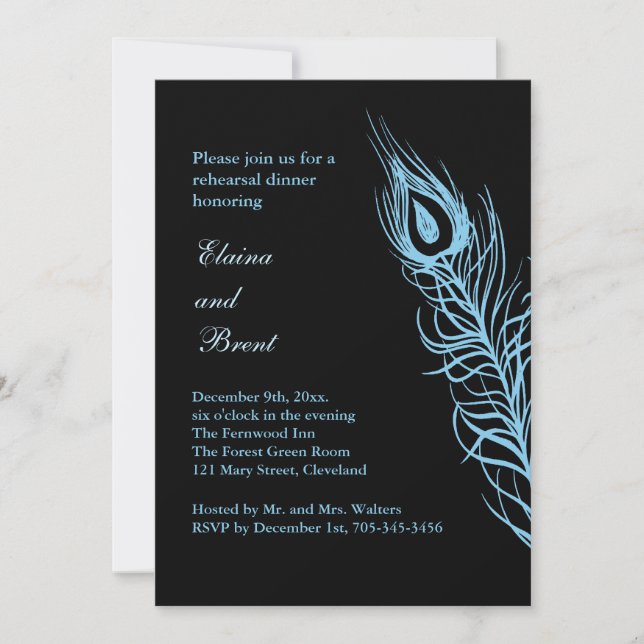 Convite Turquesa agite seu rabo-de-cauda ensaiando jantar (Frente)