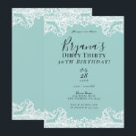 Convite Turquesa Azul Branco Renda Sujo 30 30º Aniversário<br><div class="desc">Personalize para qualquer evento</div>