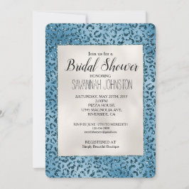 Convite Turquesa Azul Leopardo Impressão Brilhante