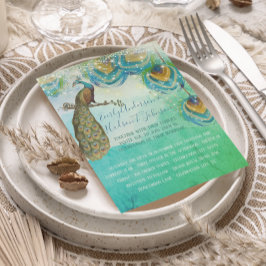 Convite Turquesa Azul Verde e Pavão de Cobre