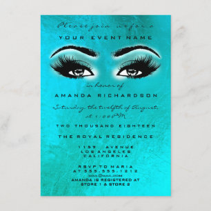 Convite Turquesa Blue Ocean Makeup Glitter Chá de panela