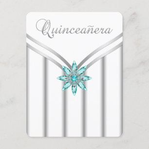 Convite Turquesa Blue Silver Quinceanera Invasores