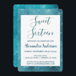 Convite Turquesa Blue Sparkle Doce Dezesseis Aniversário<br><div class="desc">Turquesa Blue Sparkle Doce Dezesseis Convites de aniversário. Este convite é perfeito para a Festa de aniversário Turquoise Blue Sweet 16,  que quer celebrar em Teal.</div>