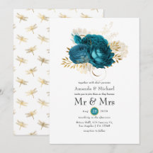 Turquesa - Casamento Floral Dourado e Teal