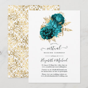 Convite Turquesa - Casamento Floral Turquesa e Dourado