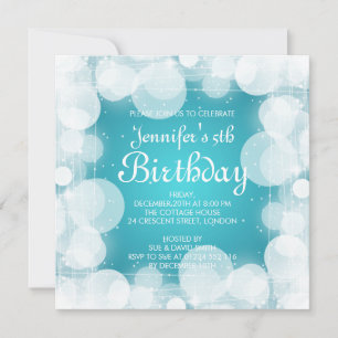 Convite Turquesa De Bebê/Aniversário de criança Brilhan