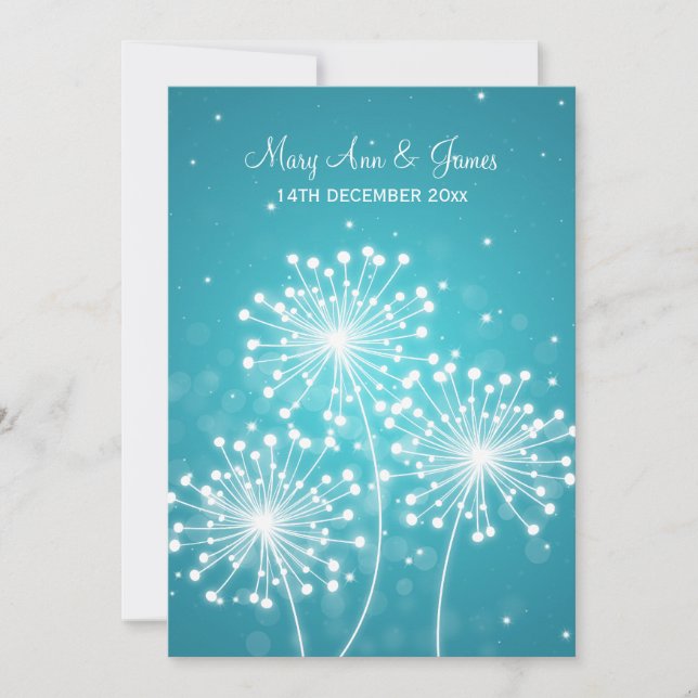 Convite Turquesa De Verão De Casamento Elegante (Frente)