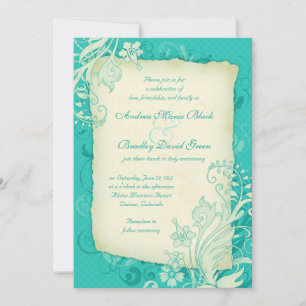 Convite Turquesa e Ivory Floral Invitation