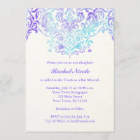 Turquesa e Púrpura Aquarela Damasco Bat Mitzvah