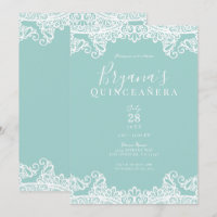 Turquesa e Renda Festa Elegante de Quince Anos