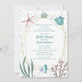 Convite Turquesa e Rosa Sob o Mar Bridal Shower Caprichoso