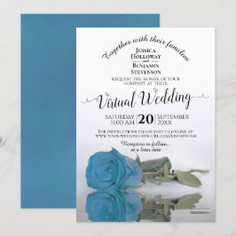 Convite Turquesa Elegante ou Casamento Virtual do Sky Blue