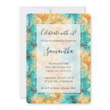 Turquesa Flores de Tangerina Aniversário