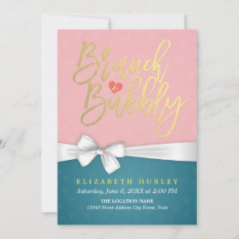 Convite Turquesa Rosa Brunch, Chá de panela de espuma, Con